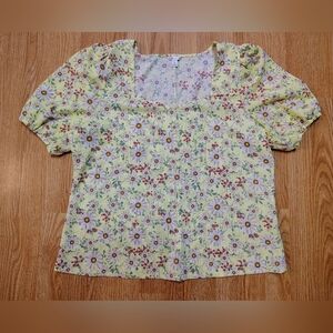 Cato Brand,Floral Yellow Women's Top, Size XL